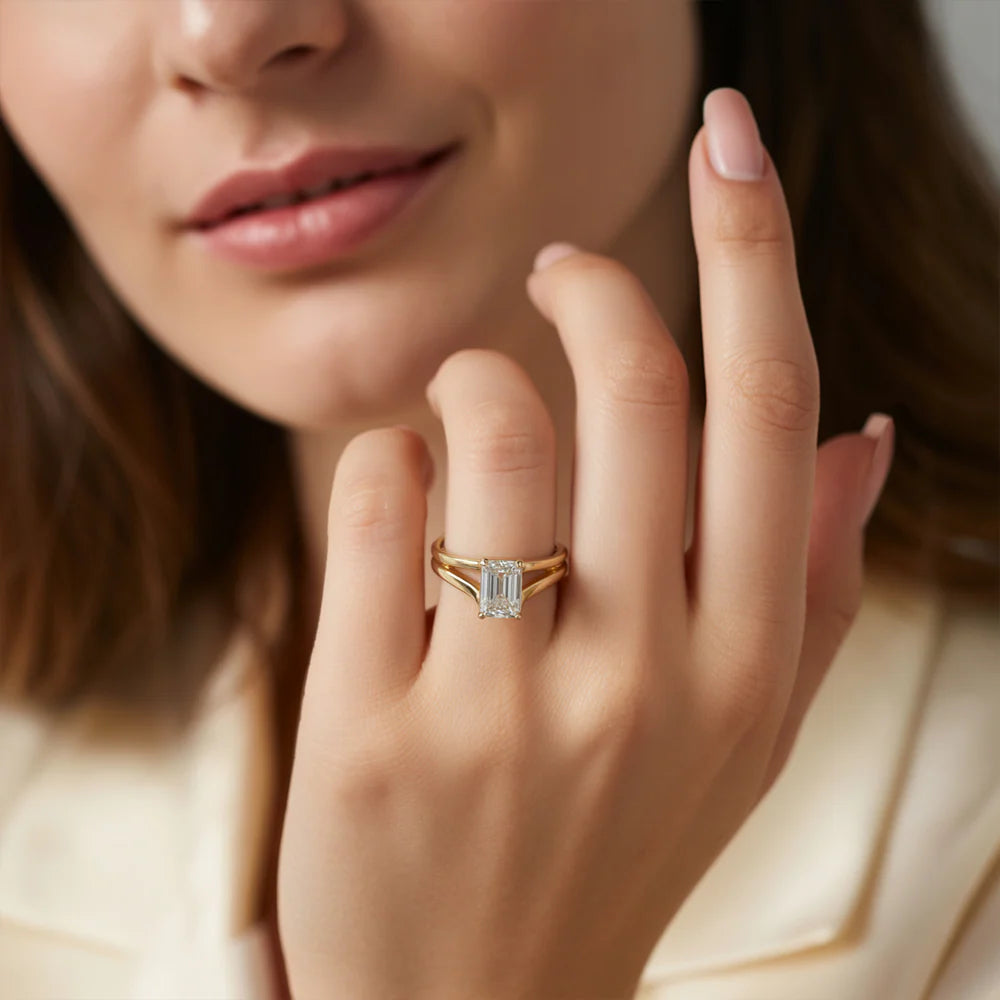 The Adelina Rae – Split Shank Moissanite Ring