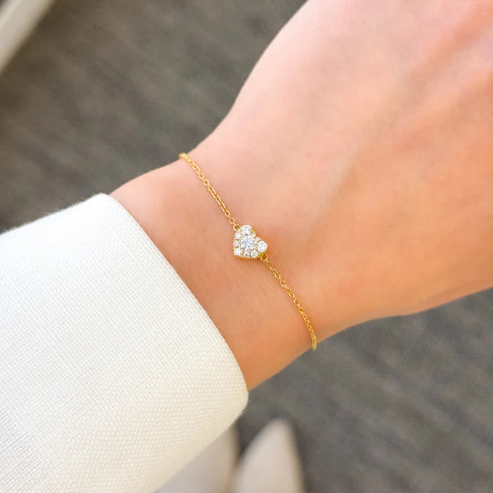 The Alia, Cluster Diamond Heart Shaped Bracelet