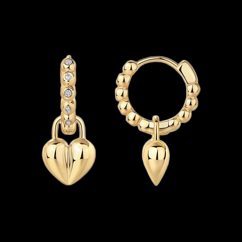 Dazzling Heart Charm Drop Earrings