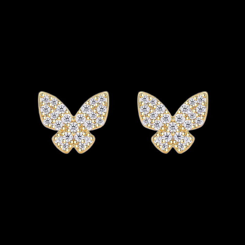 Glittering Butterfly Stud Earrings