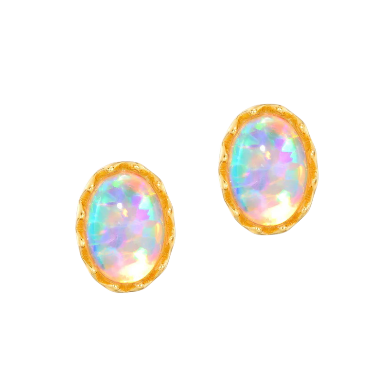 Luminous Opal Whisper Stud Earrings