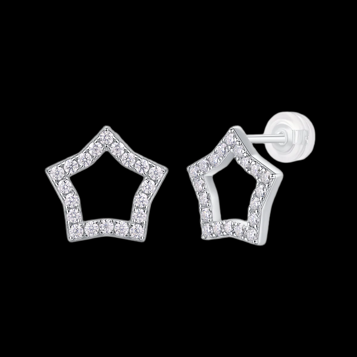 Shimmering Starry Silver Stud Earrings