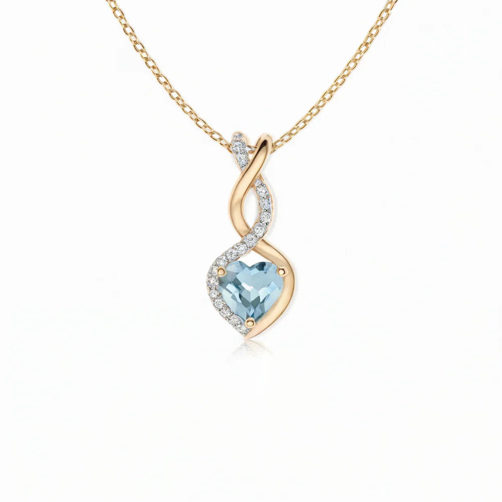 Aquamarine Infinity Heart Necklace