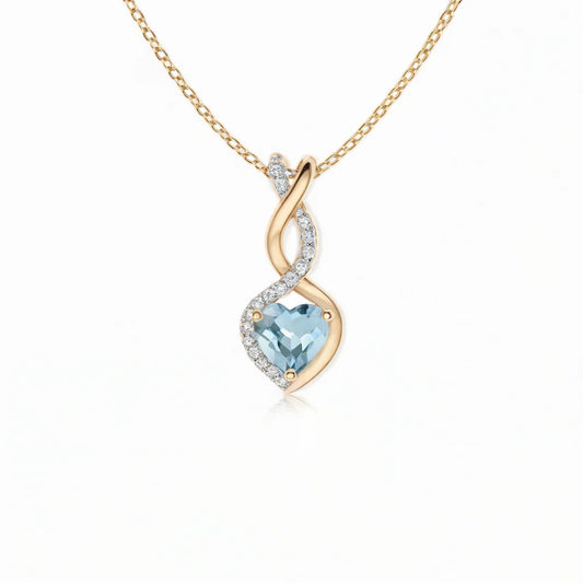 Aquamarine Infinity Heart Necklace