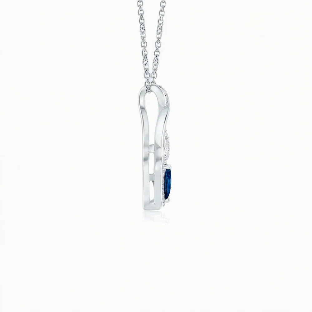 Sapphire Blue Heart Infinity Necklace