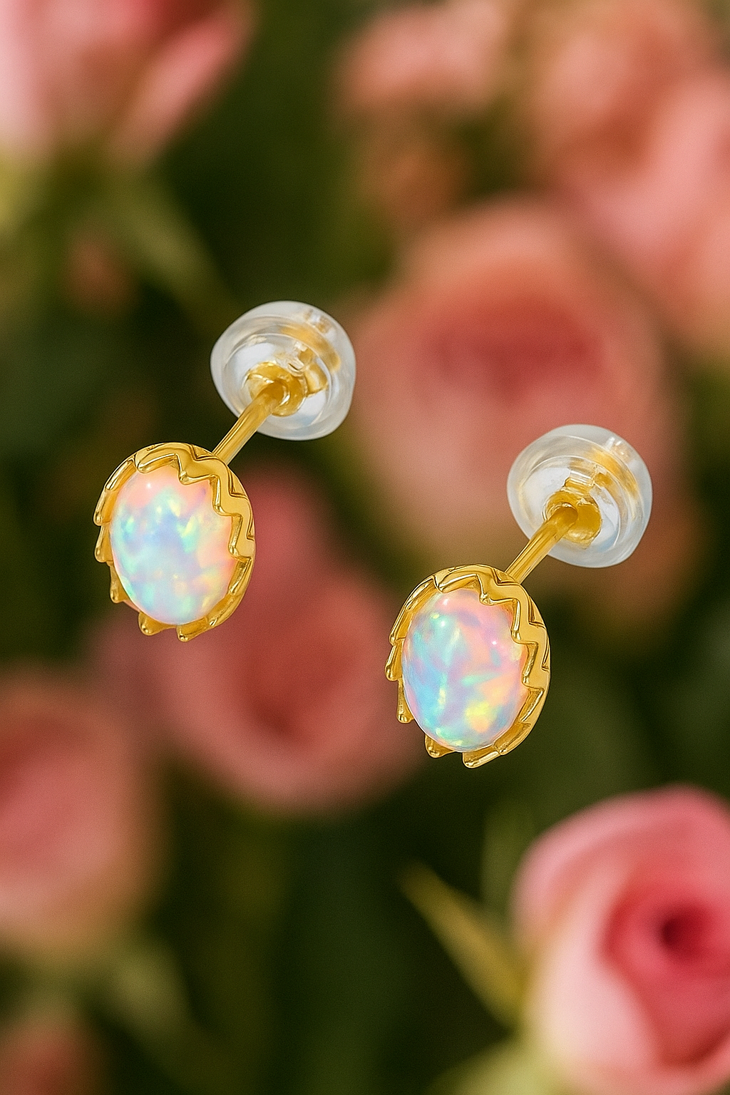 Luminous Opal Whisper Stud Earrings