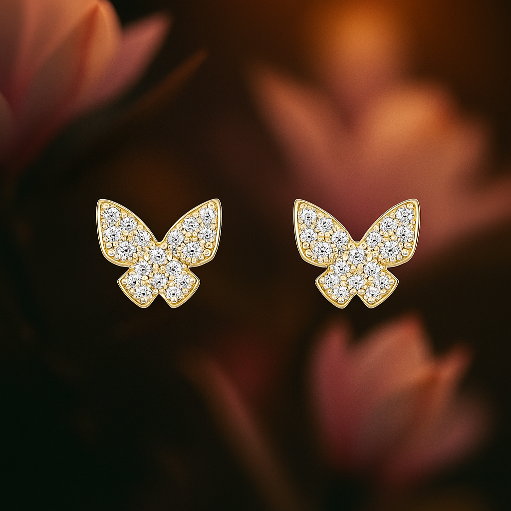 Glittering Butterfly Stud Earrings