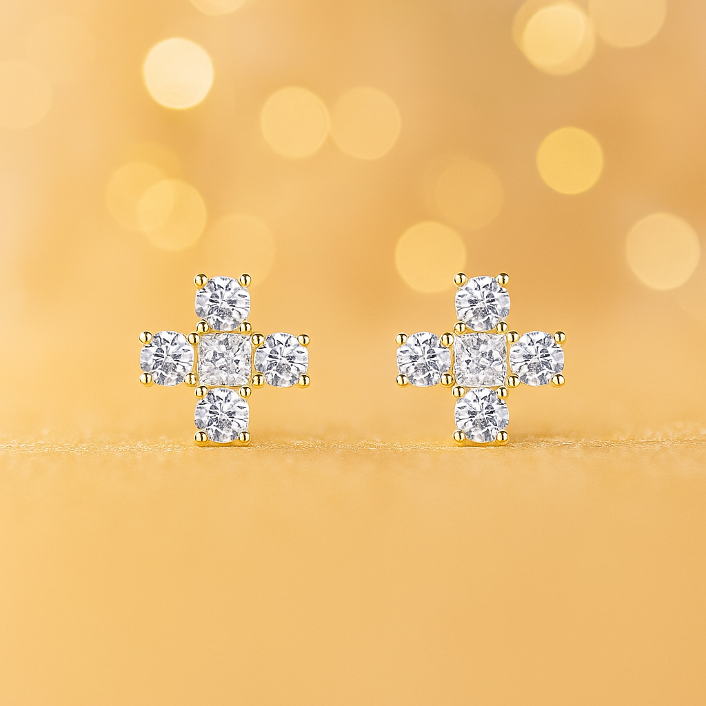Sparkle Cross Stud Earrings