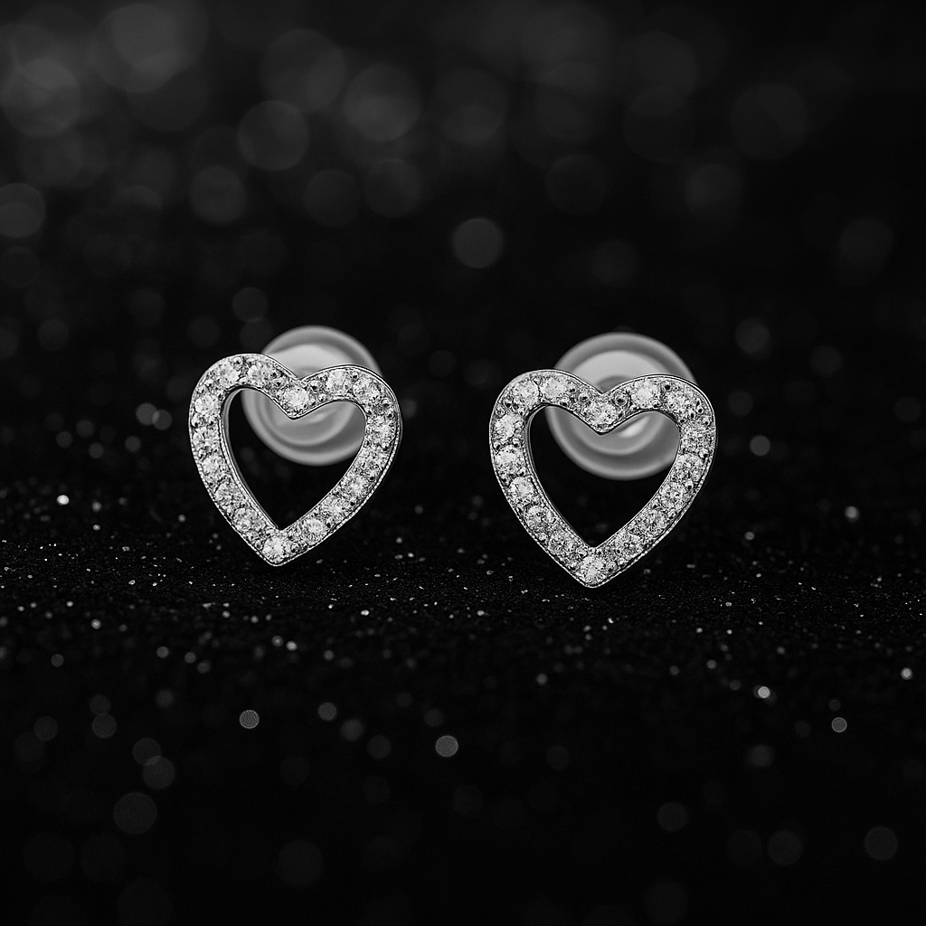 Sparkling Hearts Elegant Stud Earrings