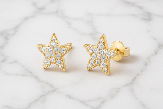 Shimmering Starry Silver Stud Earrings
