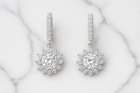 Radiant Snowflake Drop Earrings