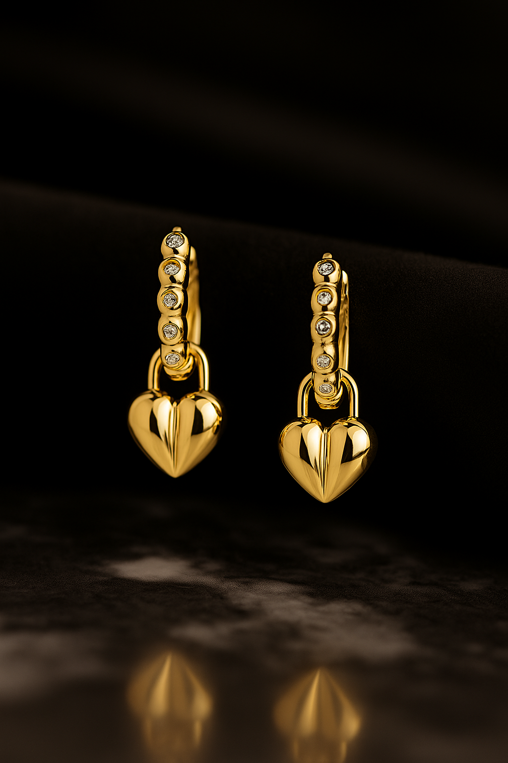 Dazzling Heart Charm Drop Earrings