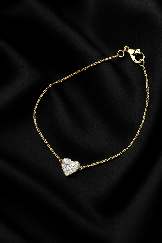 The Alia, Cluster Diamond Heart Shaped Bracelet