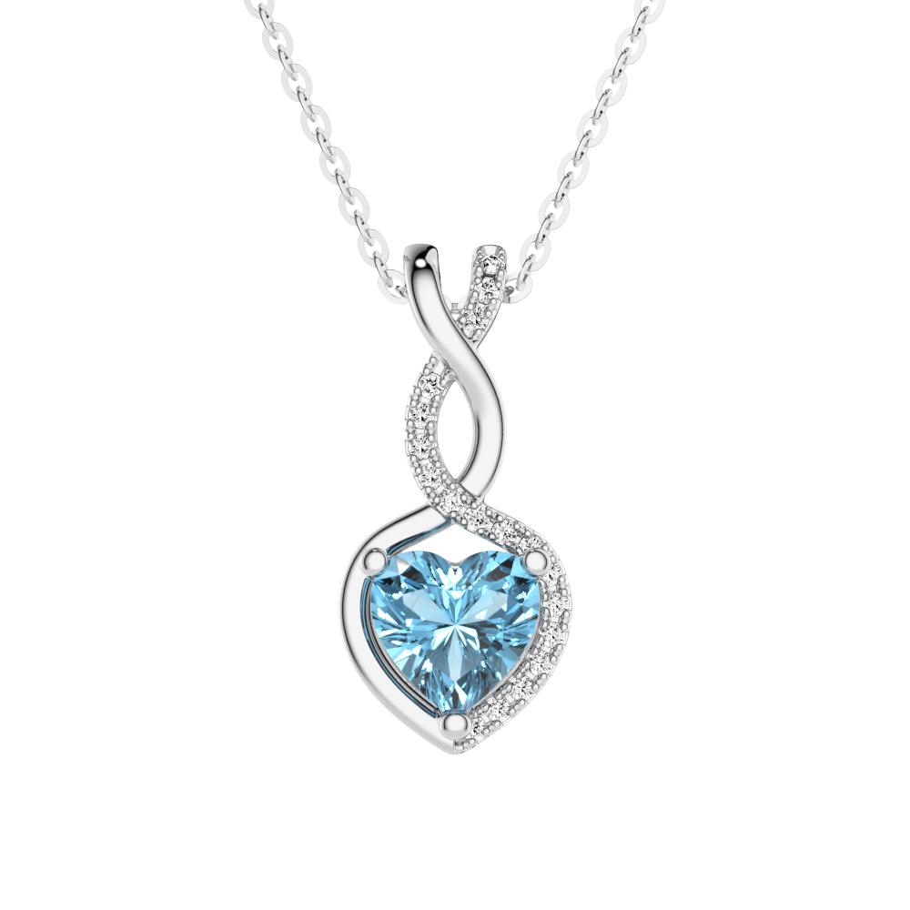 Aquamarine Infinity Heart Necklace