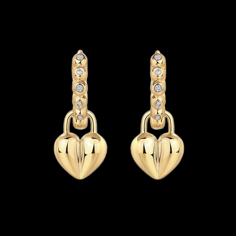 Dazzling Heart Charm Drop Earrings