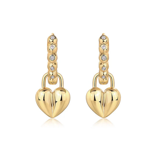 Dazzling Heart Charm Drop Earrings