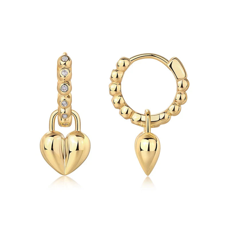Dazzling Heart Charm Drop Earrings