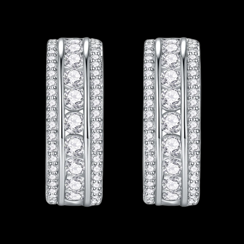 Eternal Grace Triple-Row Hoop Huggies Earrings