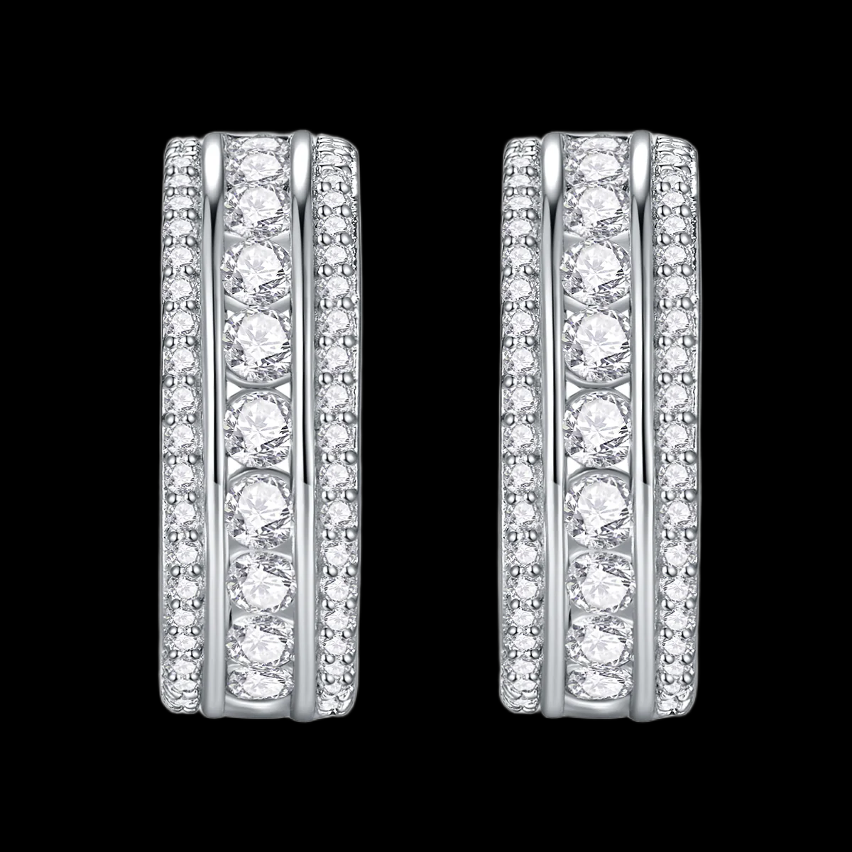 Eternal Grace Triple-Row Hoop Huggies Earrings