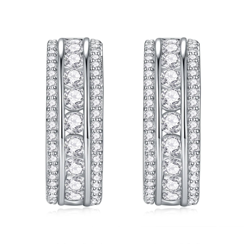 Eternal Grace Triple-Row Hoop Huggies Earrings