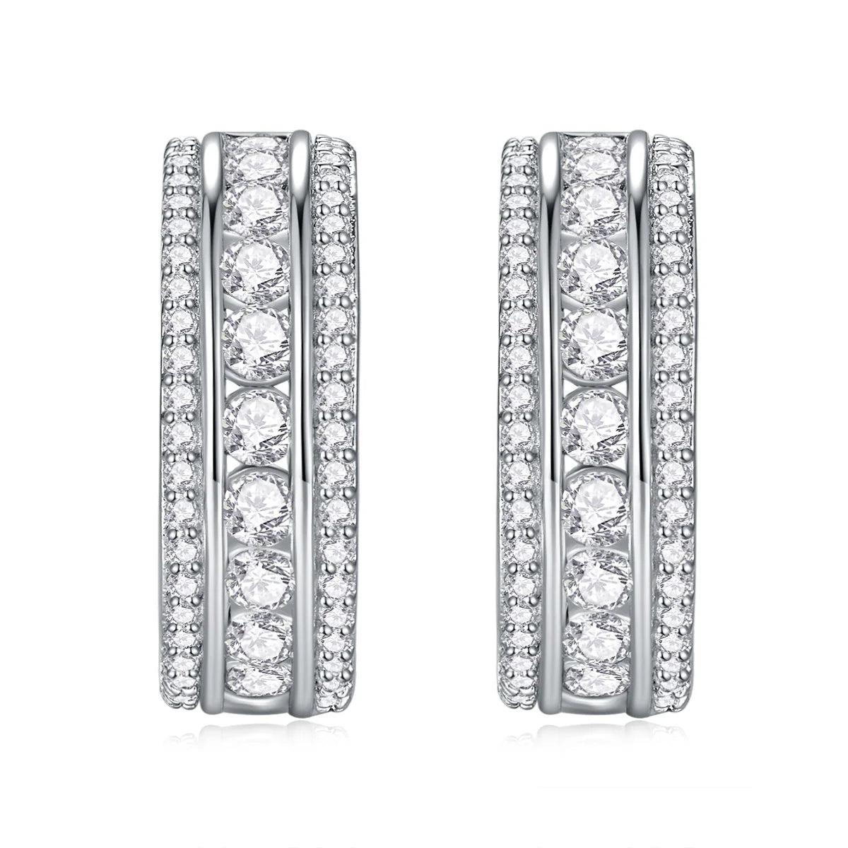 Eternal Grace Triple-Row Hoop Huggies Earrings