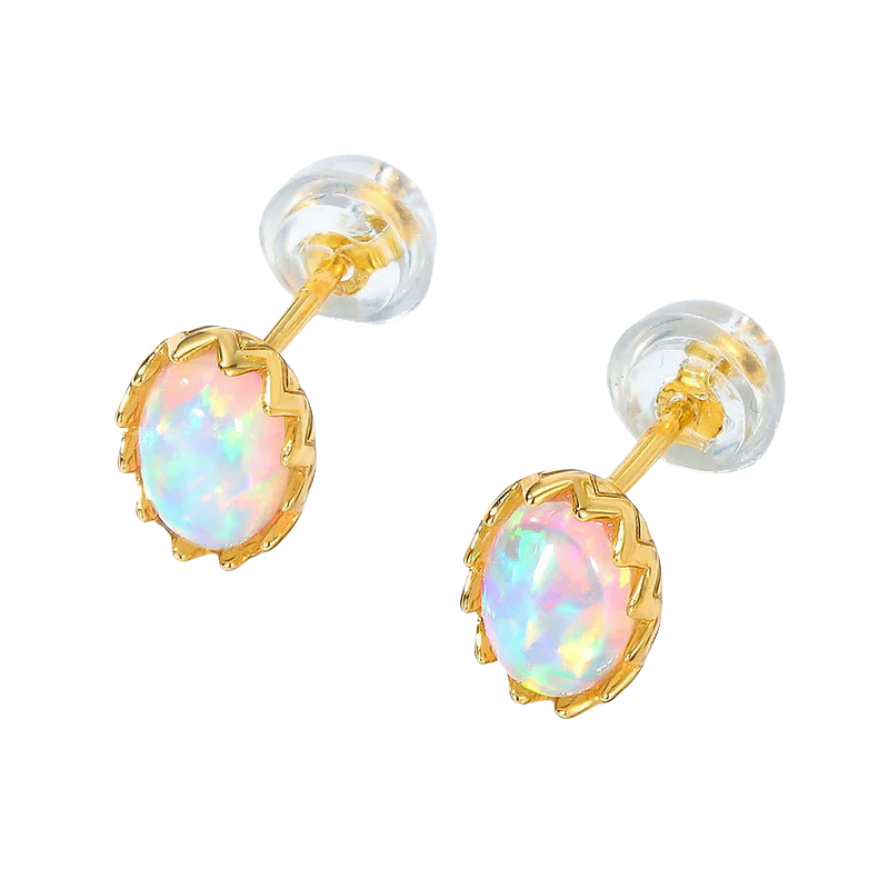 Luminous Opal Whisper Stud Earrings