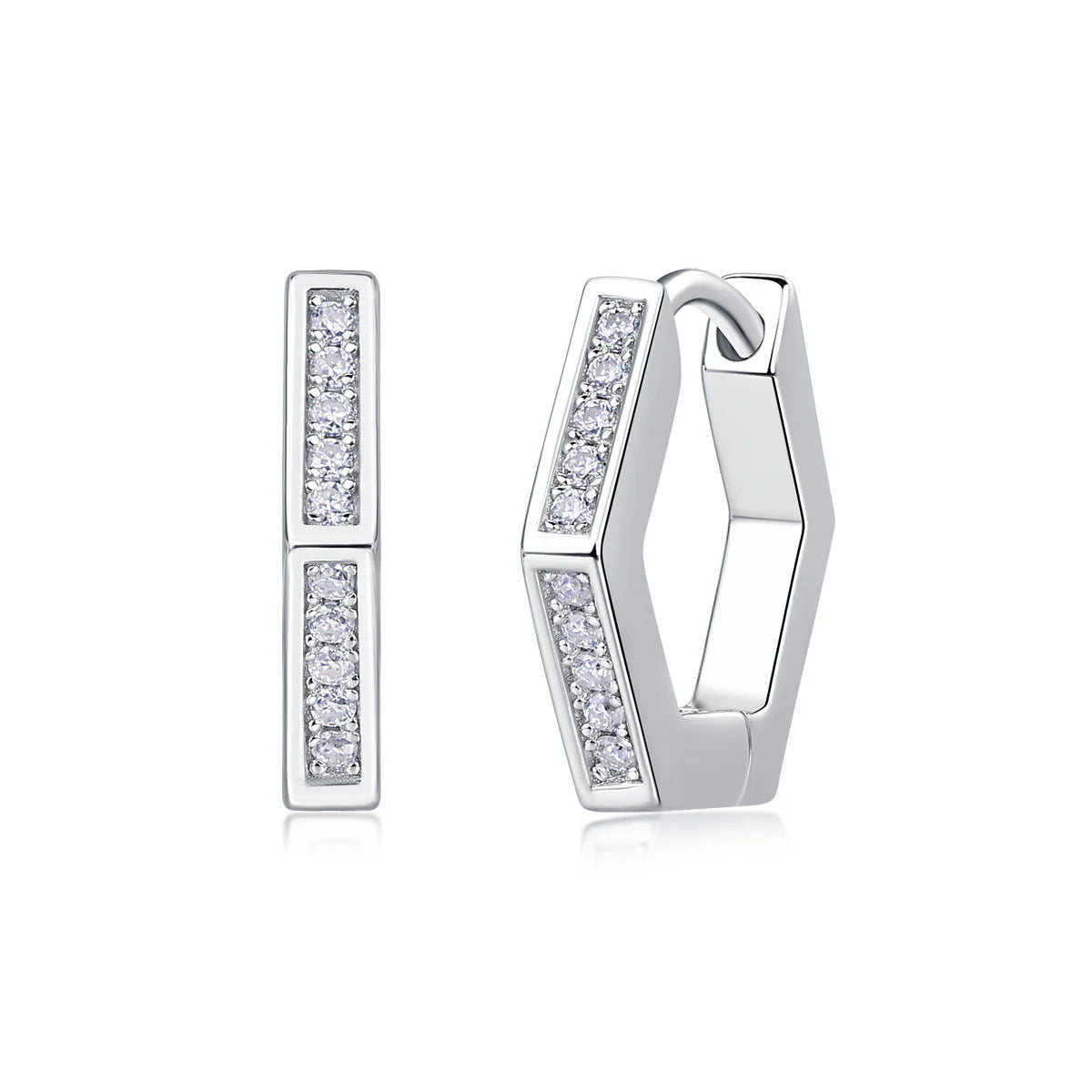 Modern Sparkling Geometric Hoop Huggies Earrings-Unisex