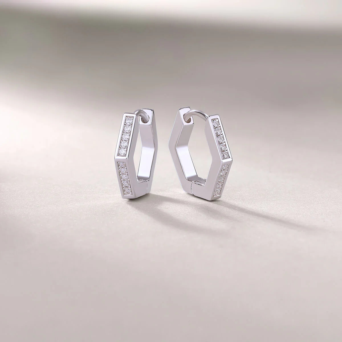 Modern Sparkling Geometric Hoop Huggies Earrings-Unisex