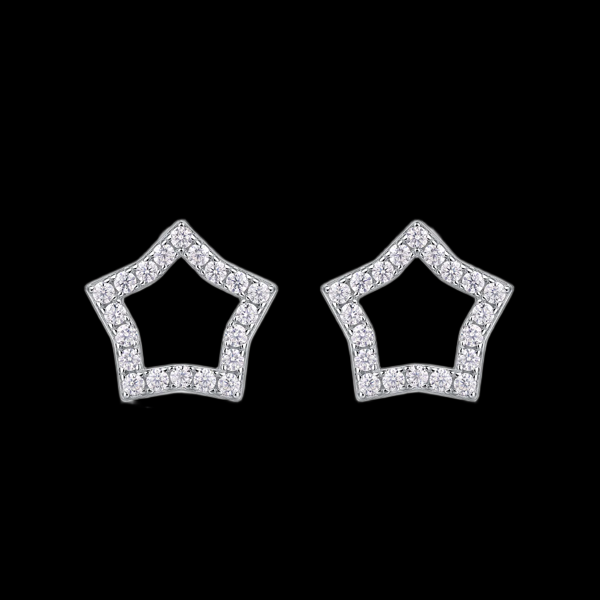 Shimmering Starry Silver Stud Earrings