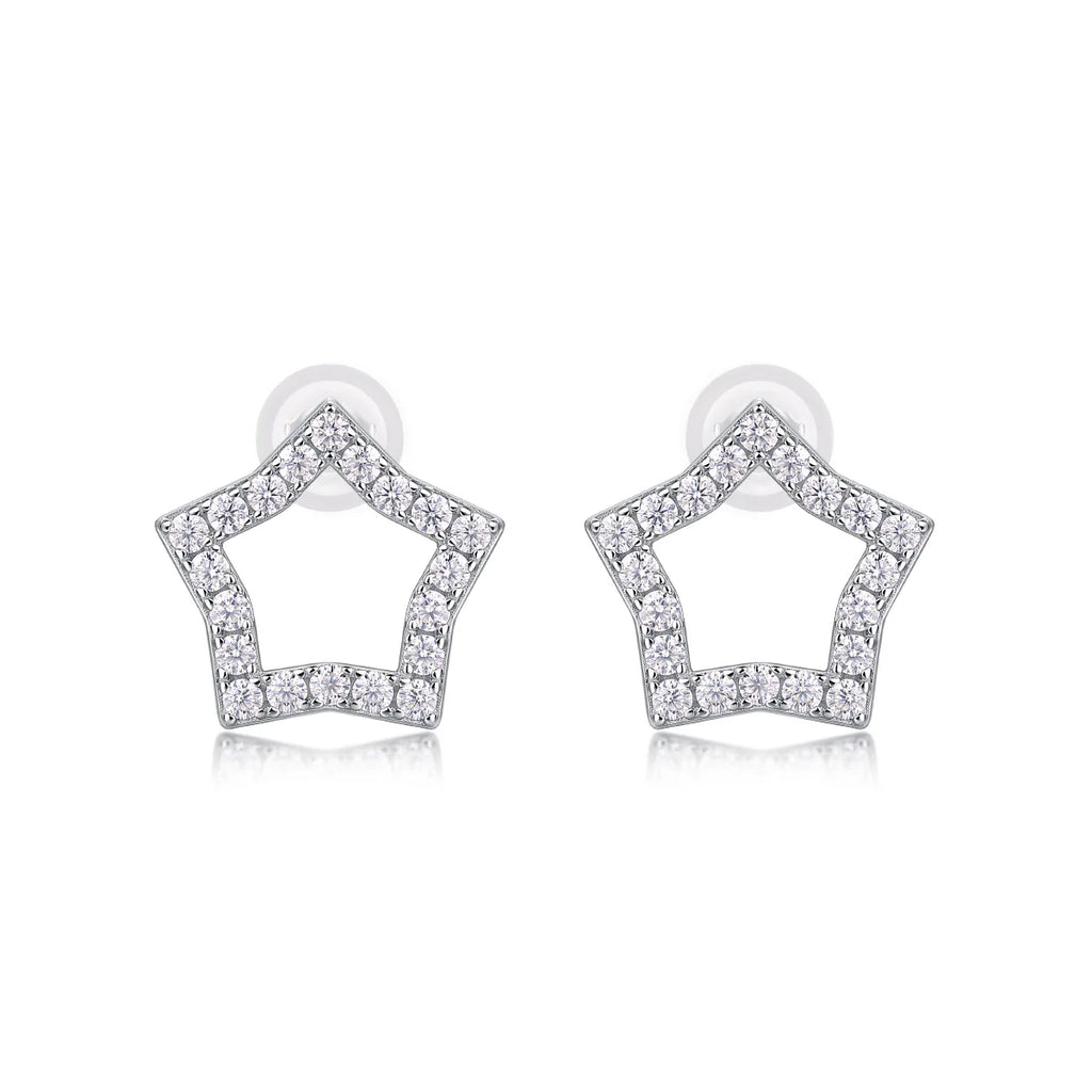 Shimmering Starry Silver Stud Earrings