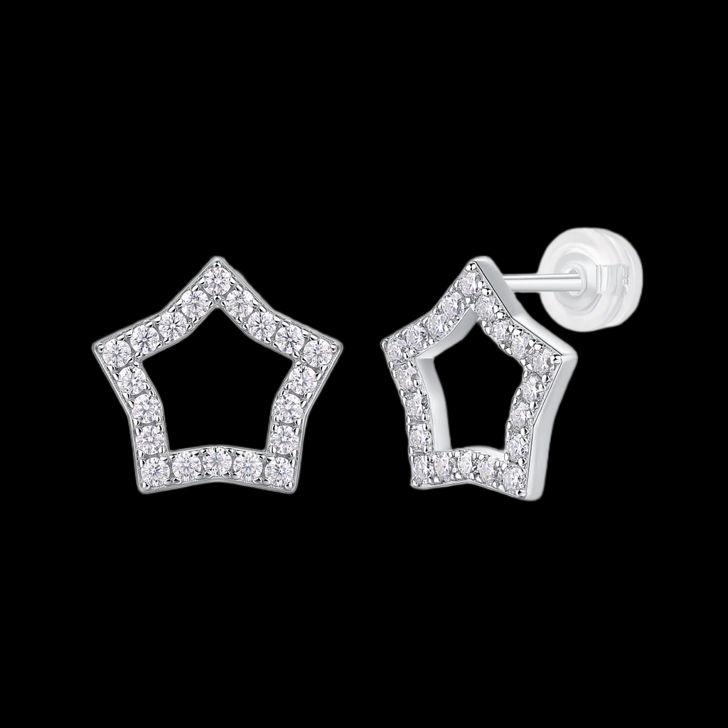 Shimmering Starry Silver Stud Earrings