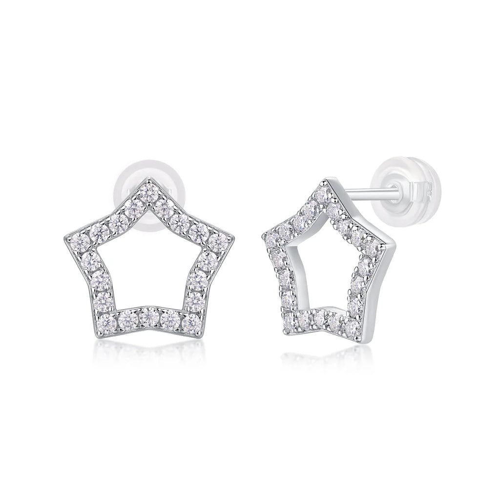 Shimmering Starry Silver Stud Earrings