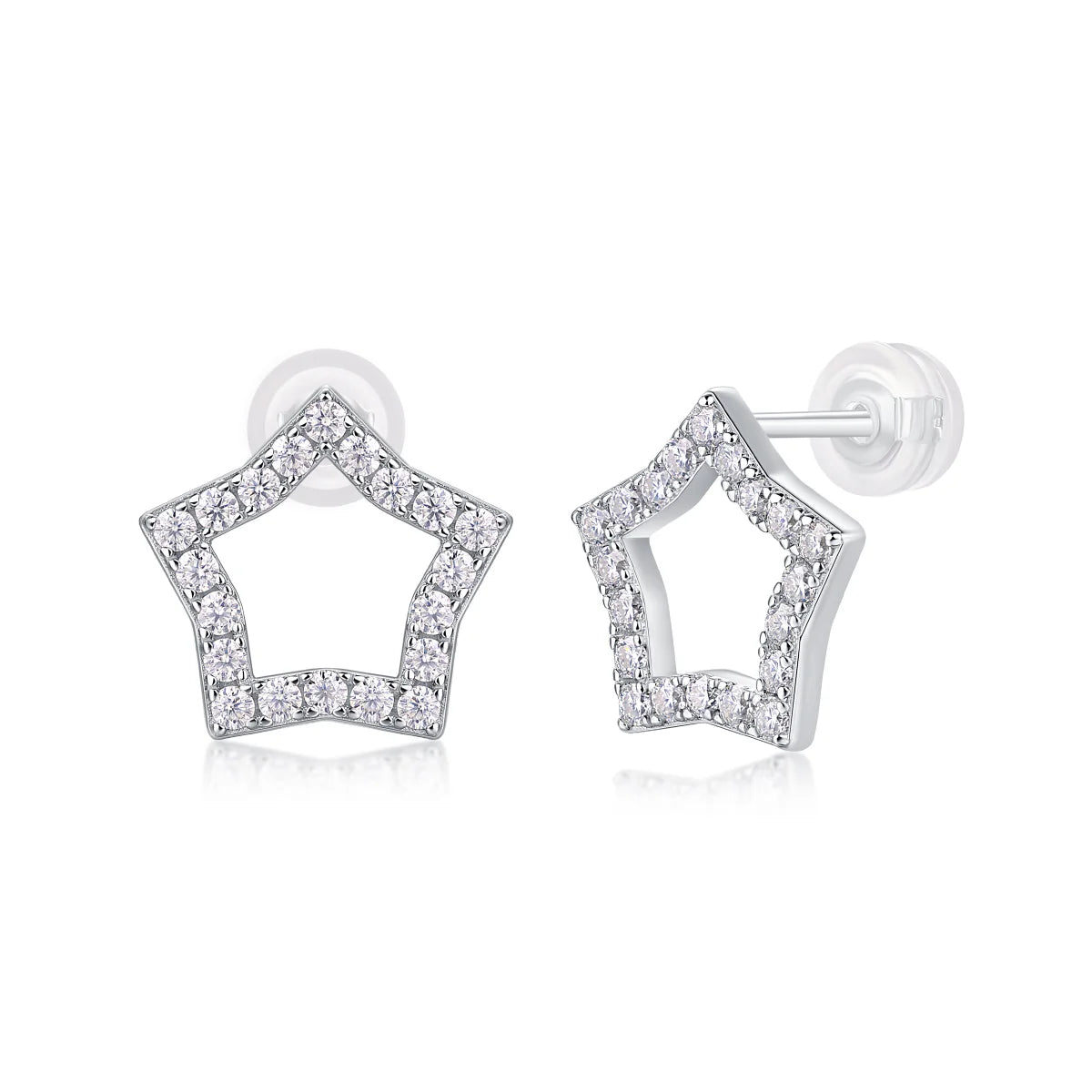 Shimmering Starry Silver Stud Earrings