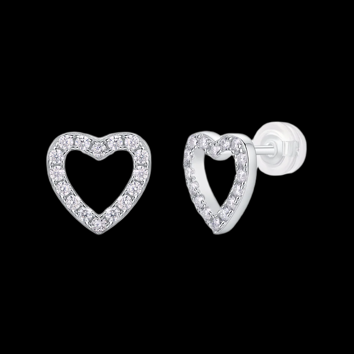 Sparkling Hearts Elegant Stud Earrings