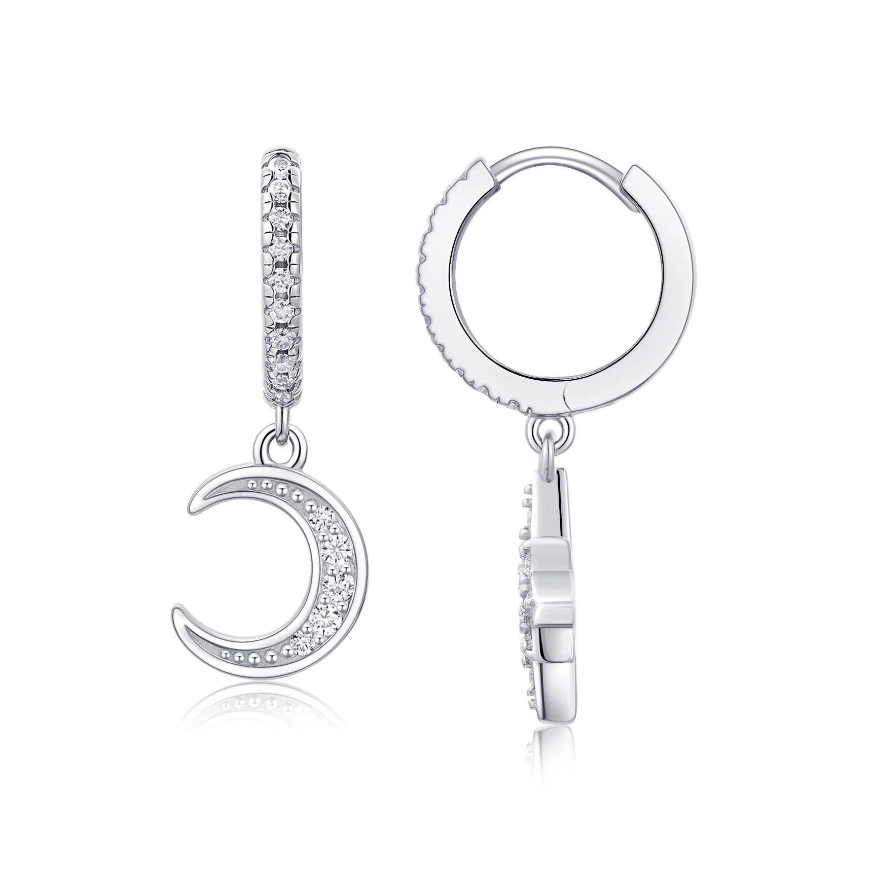 Stars and Moon Sparkle Huggies Earings