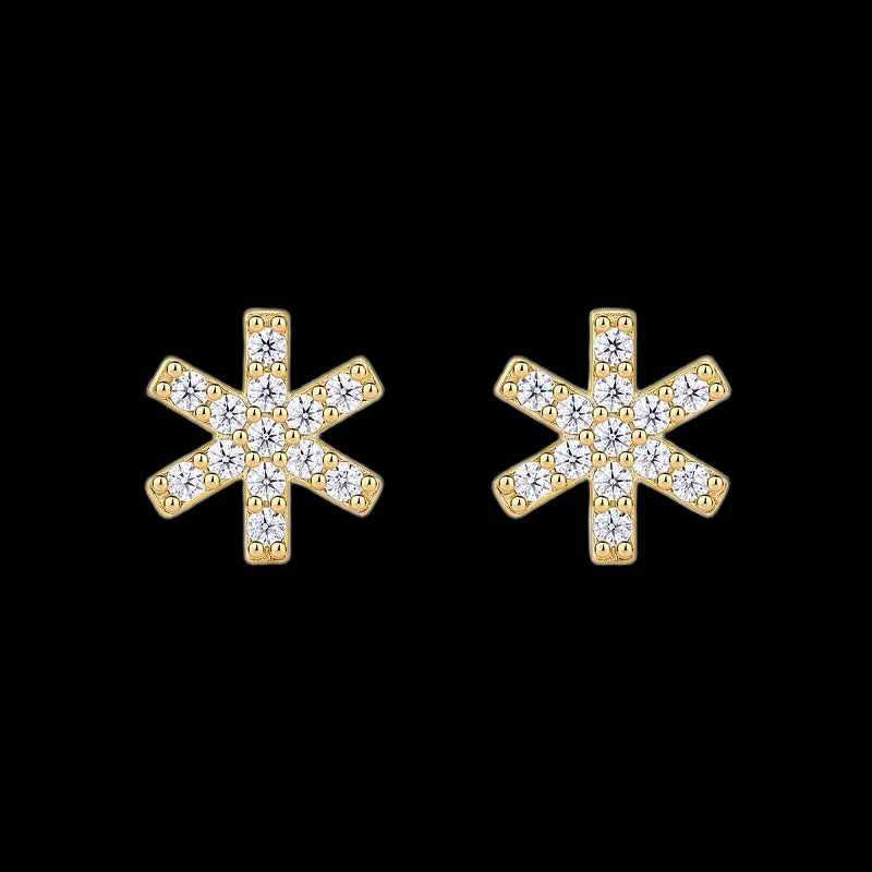 Radiant Snowflake Gold Stud Earrings-Unisex