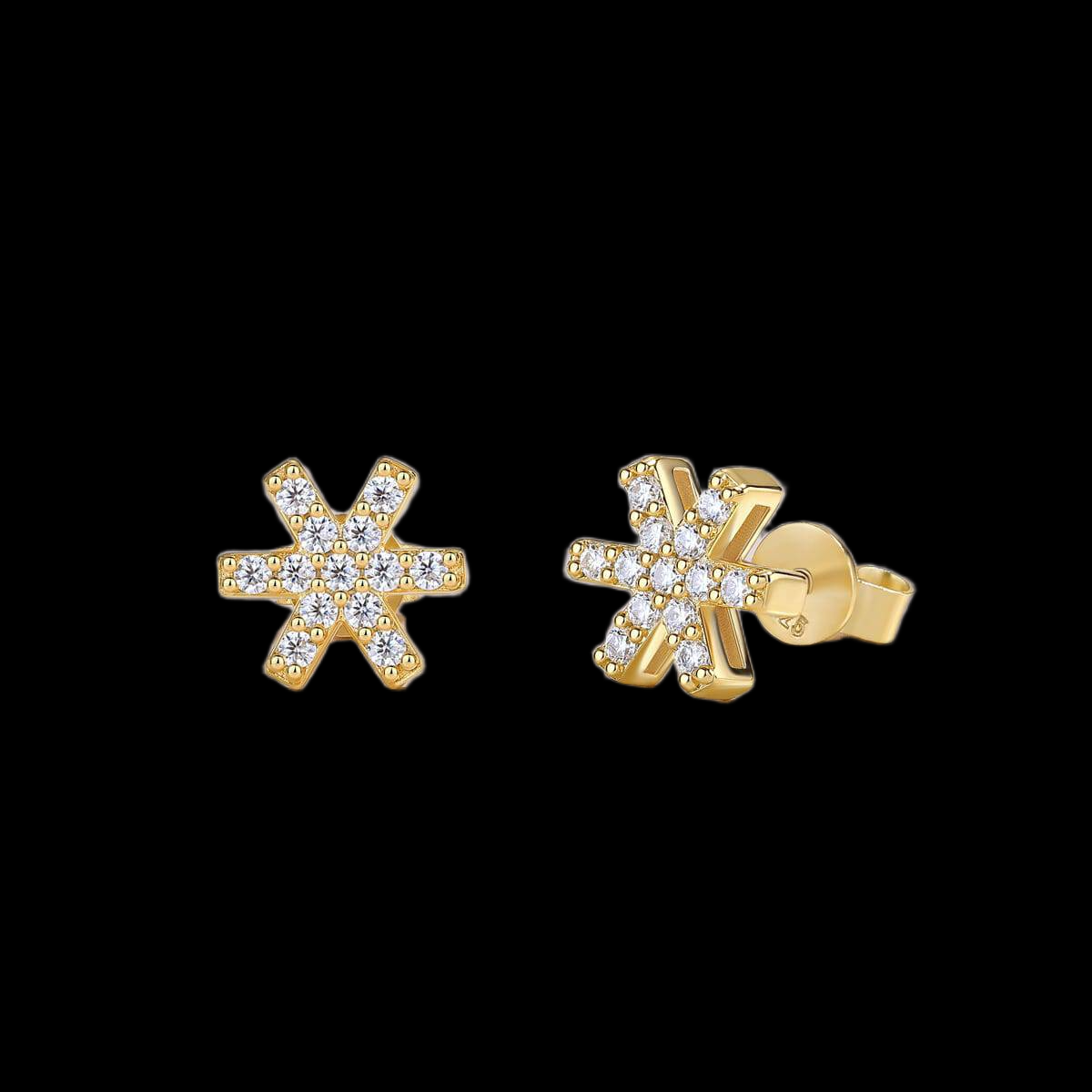 Radiant Snowflake Gold Stud Earrings-Unisex